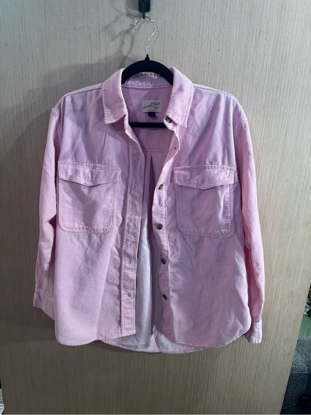 Universal Thread Oversized Fit Corduroy Pink Button-Front Shirt Jacket Size XS